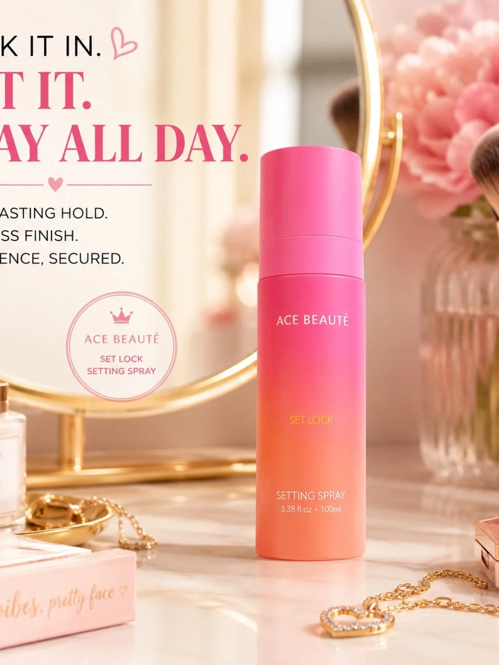 ☀️ ACE Beauté Set Lock Setting Spray 100ml Full Size Makeup Setting Mist NIB